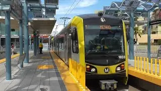 Metro Expo Line : Arriv&eacute;e d'une rame &agrave; Downtown Santa Monica