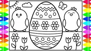 How to Draw an EASTER EGG Step by Step for Kids 🐰🌈🌷Fun Colorful Easter Egg Drawing Coloring Pages