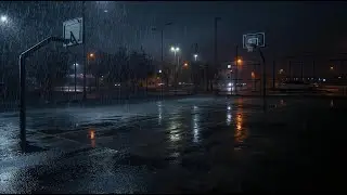 Rain Ambience Outside an Empty Basketball Arena (4K) | After The Whistle