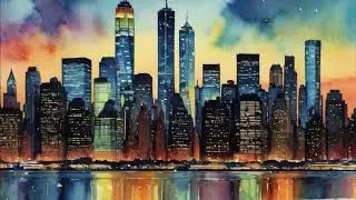 New York City Skyline Art Painting | 3 Hours 4k Timer Wallpaper Background  Screensaver PC TV #102
