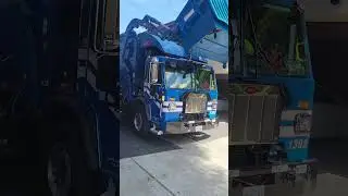 Blue garbage truck on recycle filmed Wednesday with a horn #garbagetruck #subscribe #horn