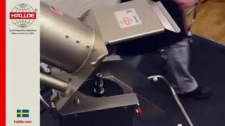 Овощерезка HALLDE RG 400i со вставкой на 4 трубы подачи: нарезка лука-порея слайсером 3 мм