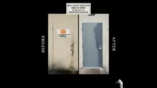 Before and After of a commercial steel door replacement in Roanoke, VA by House of Doors