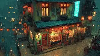 Lantern Lights Flicker While Rain Soaks the Street 🌧️ lofi beats for deep night focus | Rainy Ryokan