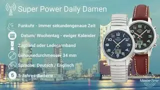 Master Time - Super Power Daily - Damen Funkuhren mit Datumsanzeige/Wochentag, Ewiger Kalender