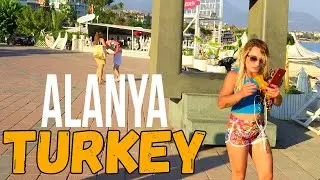 Turkey 4k How I walk on the beach Сleopatra in Alanya