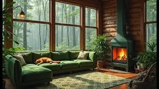 Fireplace in Gentle Rain 🌧️🔥 Soft Lofi Beats for Stress Relief