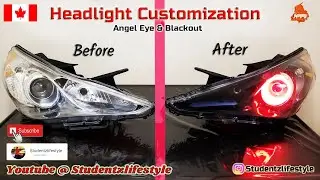 How to customize car's HEADLIGHT / Headlight modification (Angel eye & Blackout )