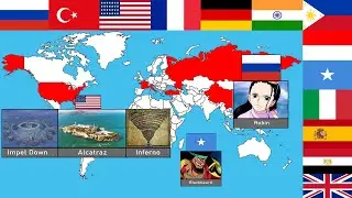 One Piece Characters + Real Life Locations (Locations on the world map) ~Eichiiro Oda inspiration~
