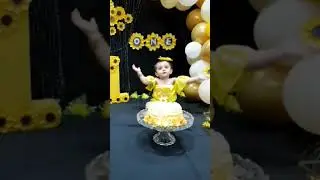 Yellow theme 1st birthday cake smash decore| cake smash baby photoshoot| cake smash ideas#cakesmash