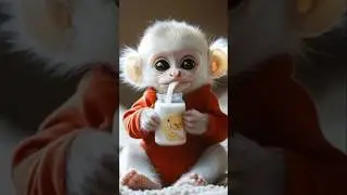 cute baby monkey drinking milk #shorts #youtubeshorts #ai #trending