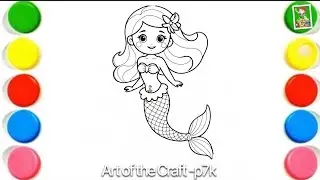 How to Draw a Cute Ariel Mermaid Drawing Painting Coloring For kids And Toddlers Easy Kids Arts🧜&zwj;♀️