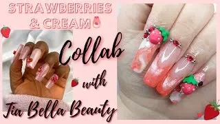 Strawberries And Cream Collab with Tia Bella Beauty! | Easy Polygel Nails Using Makartt Polygel 🍓