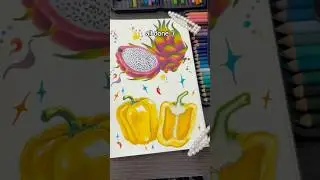 Drawing yellow peppers w color theory | colored pencil art #colortheory #drawing #foodart #art