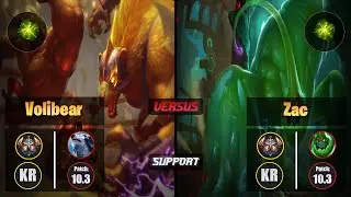 Challenger VOLIBEAR [Aftershock] (Support) VS  ZAC - Challenger KR Patch 10.3