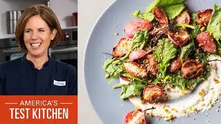 Как приготовить жареный редис с соусом из йогурта и тахини