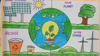 Energy Conservation Day Poster Drawing/Save Energy Save Earth Drawing/Energy Conservation Poster 