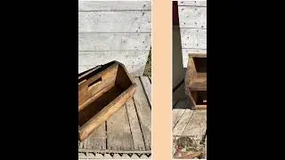 primitive tote Wood box, Vintage Farm Tool, Rustic Barn Decor [cleaned]
