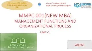 MANAGEMENT FUNCTIONS AND ORGANISATIONAL PROCESS (MMPC -001 MBA ) UNIT 1INTRODUCTION TO MANAGEMENT