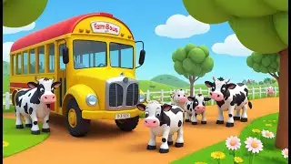 Three Little Cows Ride the Bus 🐄🚌 | 3D Animated Nursery Rhyme for Kids