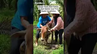 Farmer Faces Giant Python to Save Mother Cow from Deadly Constriction.