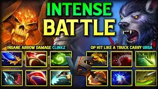 TRULY INTENSE CORE BATTLE | INSANE ARROW DAMAGE CLINKZ VERSUS OP HIT LIKE A TRUCK URSA 7.40b DOTA 2