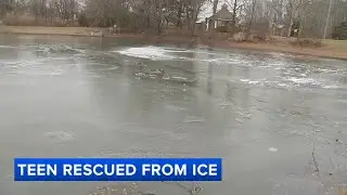 Police rescue freezing teen after he falls through ice on pond