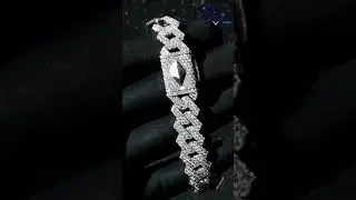 Hip Hop Diamond Cuban Bracelet For Men Crafted In 14kt White Gold Lab Grown Diamonds. #bracelet
