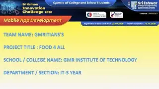 Food 4 All | Mobile App Development | Sri Eshwar Innovation Challenge 2020