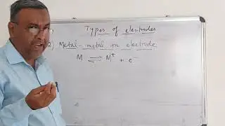 Types of electrodes. Gas, metal-metal ion, metal ion salt and redox electode.
