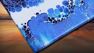 Swipe Acrylic Pour Painting Simple Blue and White | Swipe Acrylic Art