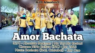 Amor Bachata Line Dance | Absolute Beginner | Choreo by Nina Ralliza (INA) | Demo by K2D Absolut21