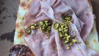 Amico Bakery White Pizza Mortadella pistachios (Toronto, Ont))