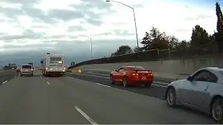 Camaro and 350Z going at in the morning commute
