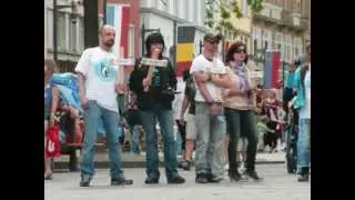 protest against captivity, stop dolphinarium connyland, maria heidemann on stilts, konstanz germany