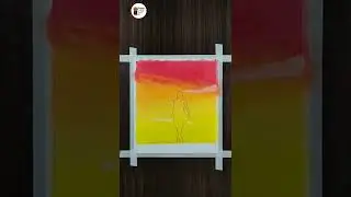 Easy Oil Pastel Drawing | Alone girl standing on hill #shorts #art #drawing