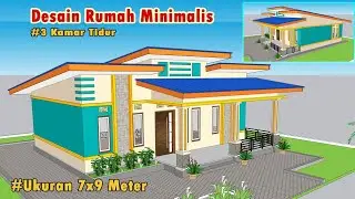 Desain Rumah Minimalis Uk. 7x9 M || Model Atap Miring Ke Belakang