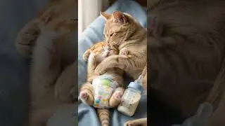 Mother Cat Comforts Her Kitten After Drinking Warm Milk #cats #kittens #cute