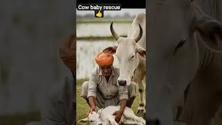 Brave villager saves a baby calf drown deadly in field water!#animals #cow #pets #rescue