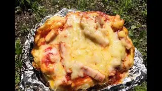 焚火でピザを焼く【失敗】【Cooking Pizza with bonfire】