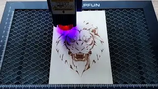 Fierce Lion Design Engraved in Wood / Laser Engraving