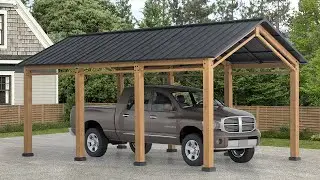 [How-to Install] DIY Sunjoy 11x20 Black Gable Roof Wood Carport/Gazebo Assembly|Carport Installation