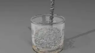 Particles filling a glass