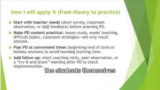 Exploring the teacher's professional development activities 