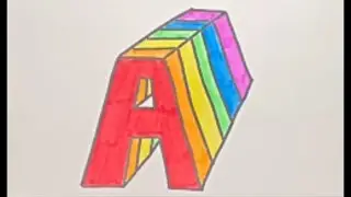 How to Draw 3D Letter A - How to Draw Rainbow Letters - How to Draw 3D Letters Step by Step Alphabet