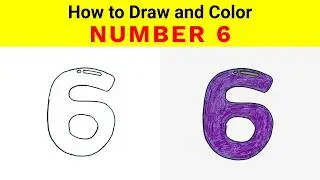 How to Draw and Color Number 6 for Kids | Learn Step by Step Drawing #easyartandcraft