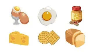 Food Puzzle for Kids - Fried Egg, Cheese, Honey, Jam, Bread & more