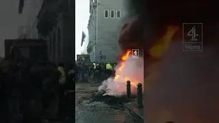 Farmers light fires and throw eggs at EU parliament