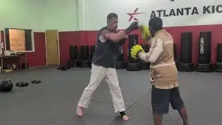 Pad work for 7am karate Atlanta shidokan