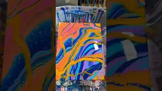 fluorescent paint pour / UV paint pour #paintpour #acrylicpainting #painting #fluidart